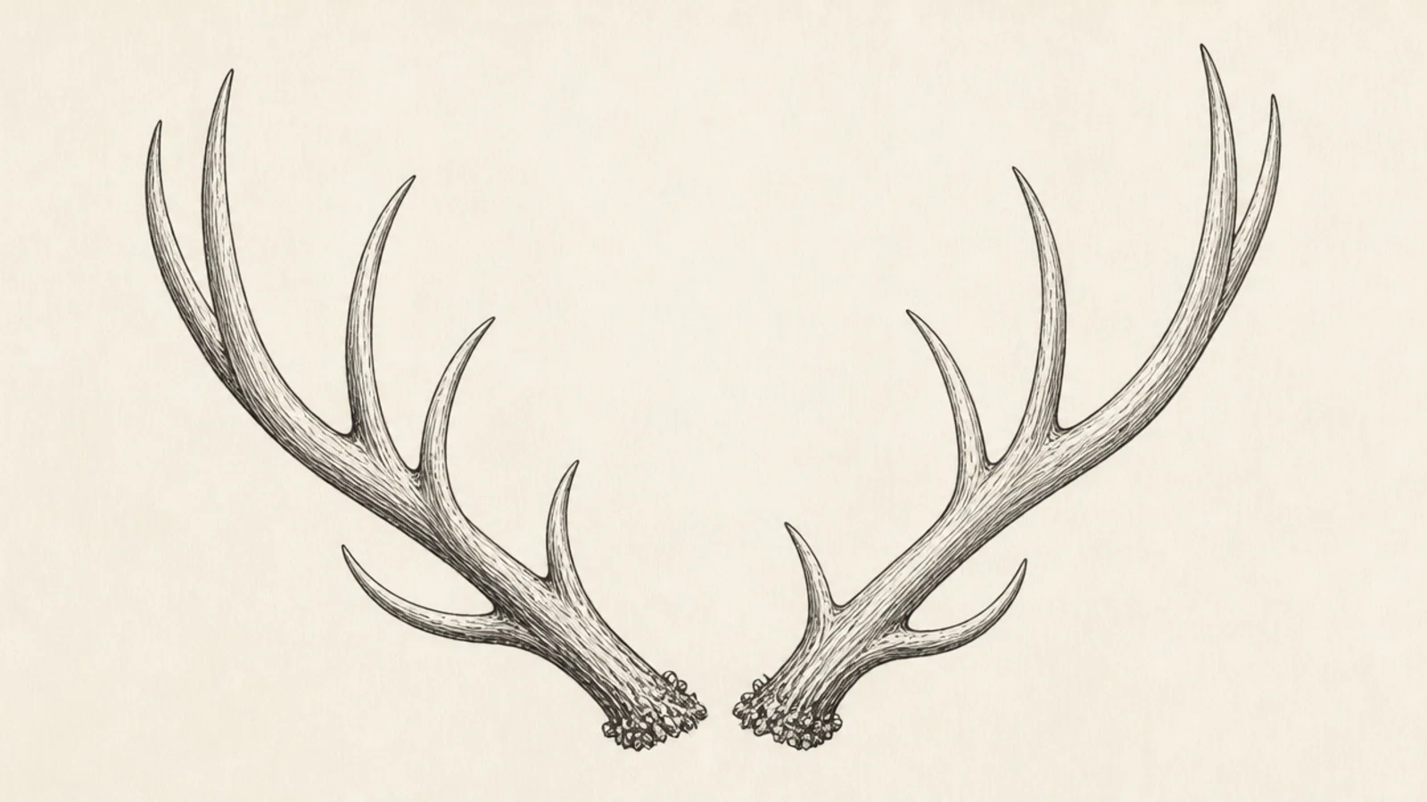 Large sweeping elk-style antlers arcing back over the shoulders