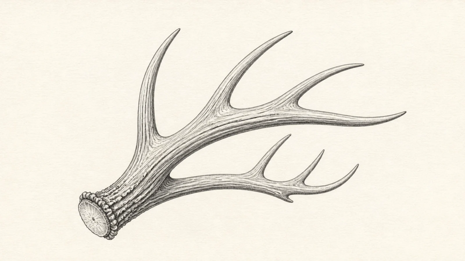 A pair of antlers seen from the side showing their depth
