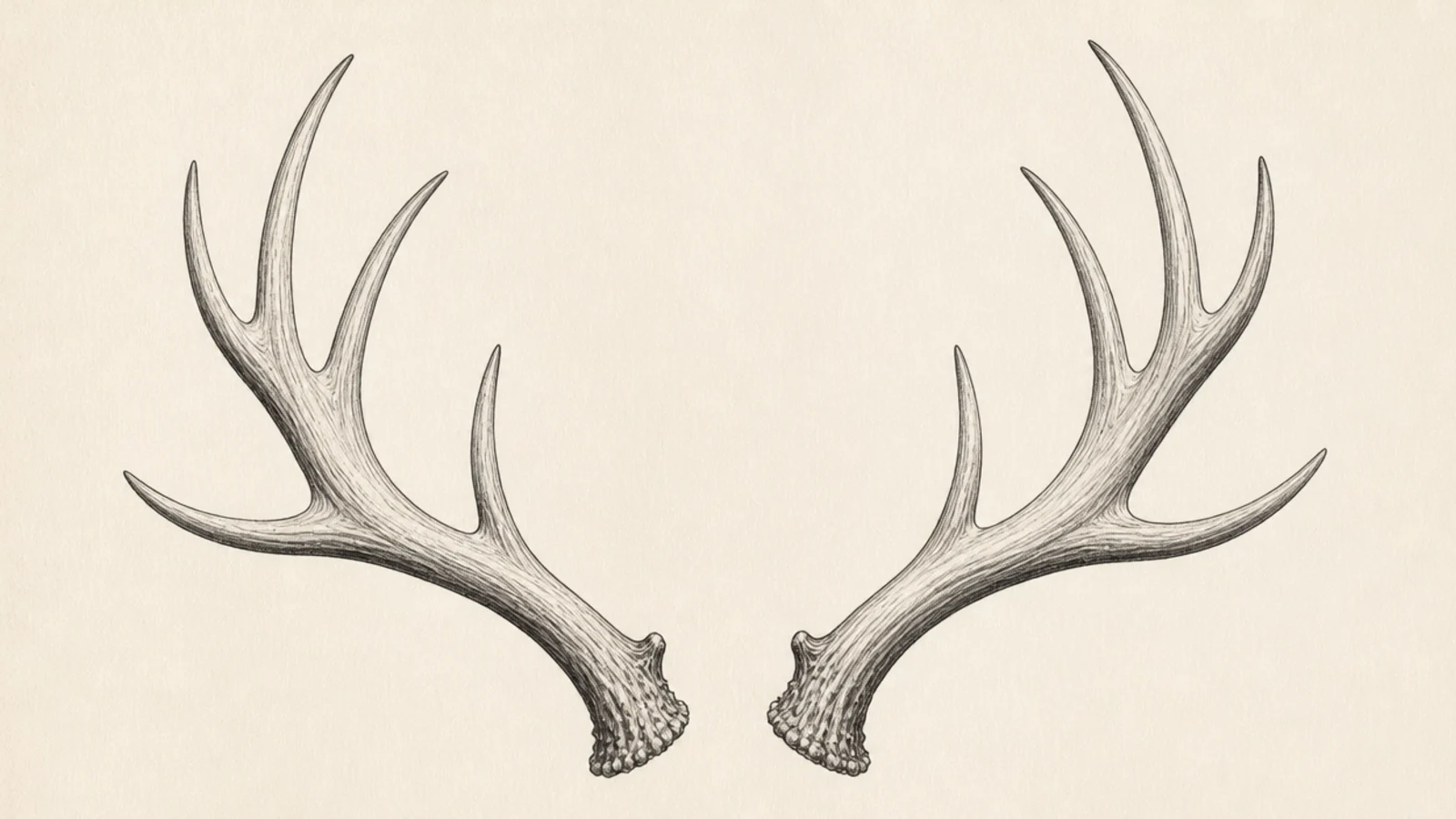 A realistically shaded pair of antlers with rounded volume