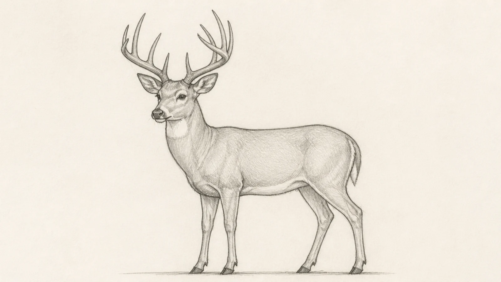 A finished standing buck with a full pair of antlers