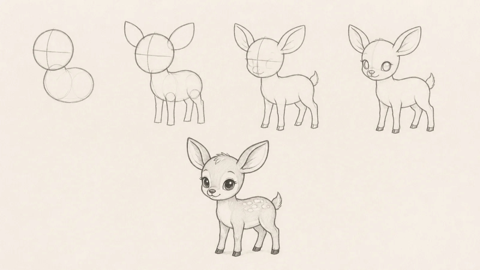 A finished baby fawn with short legs and spots