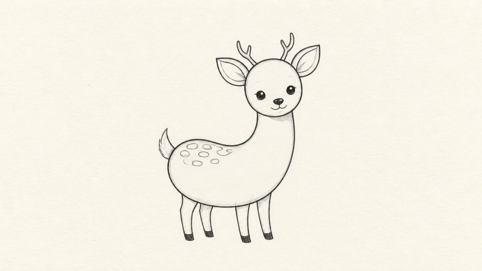 A cartoon deer with a simple curved jelly-bean shaped body