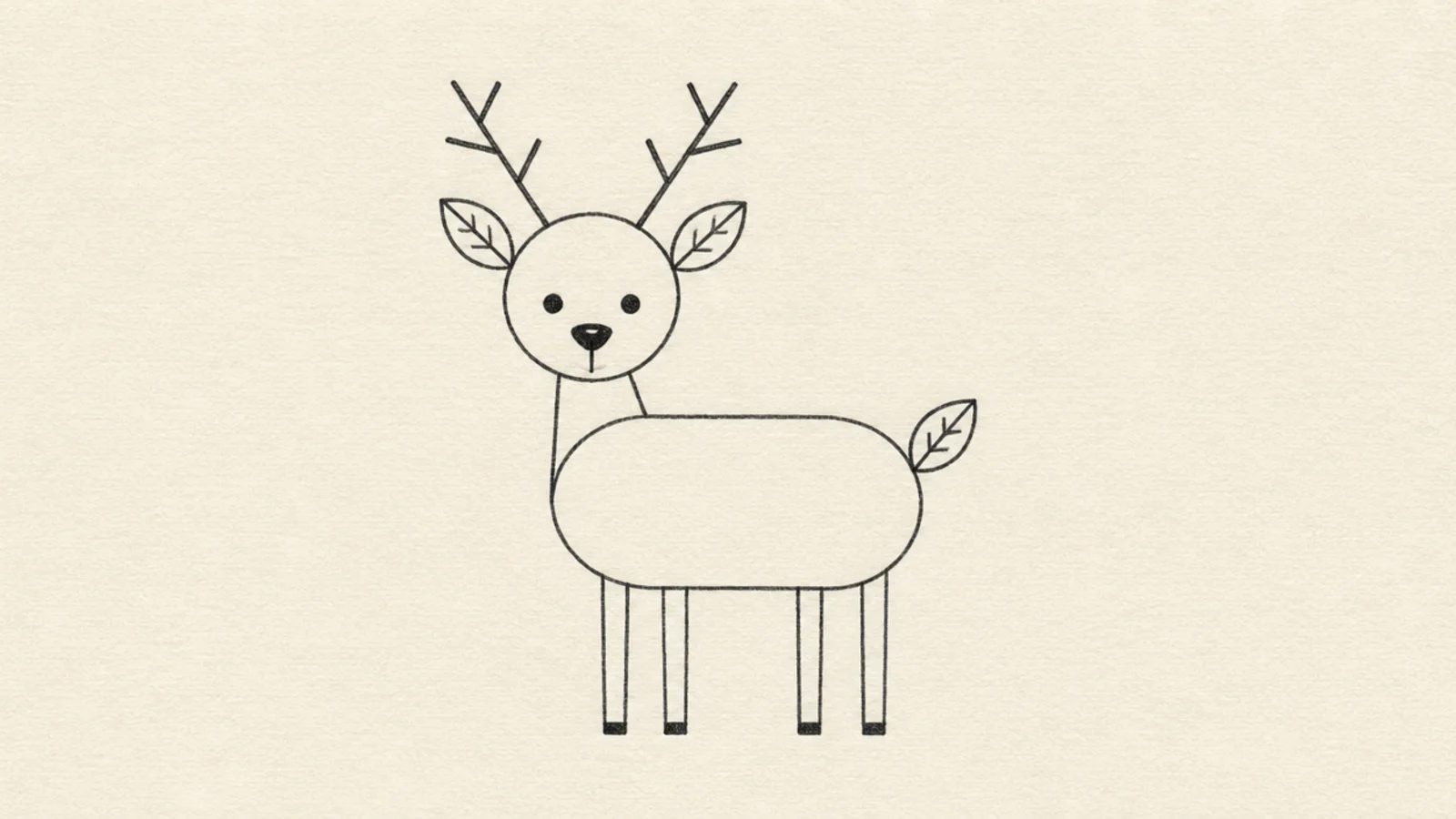 A simple geometric deer with a rectangular body and straight stick legs