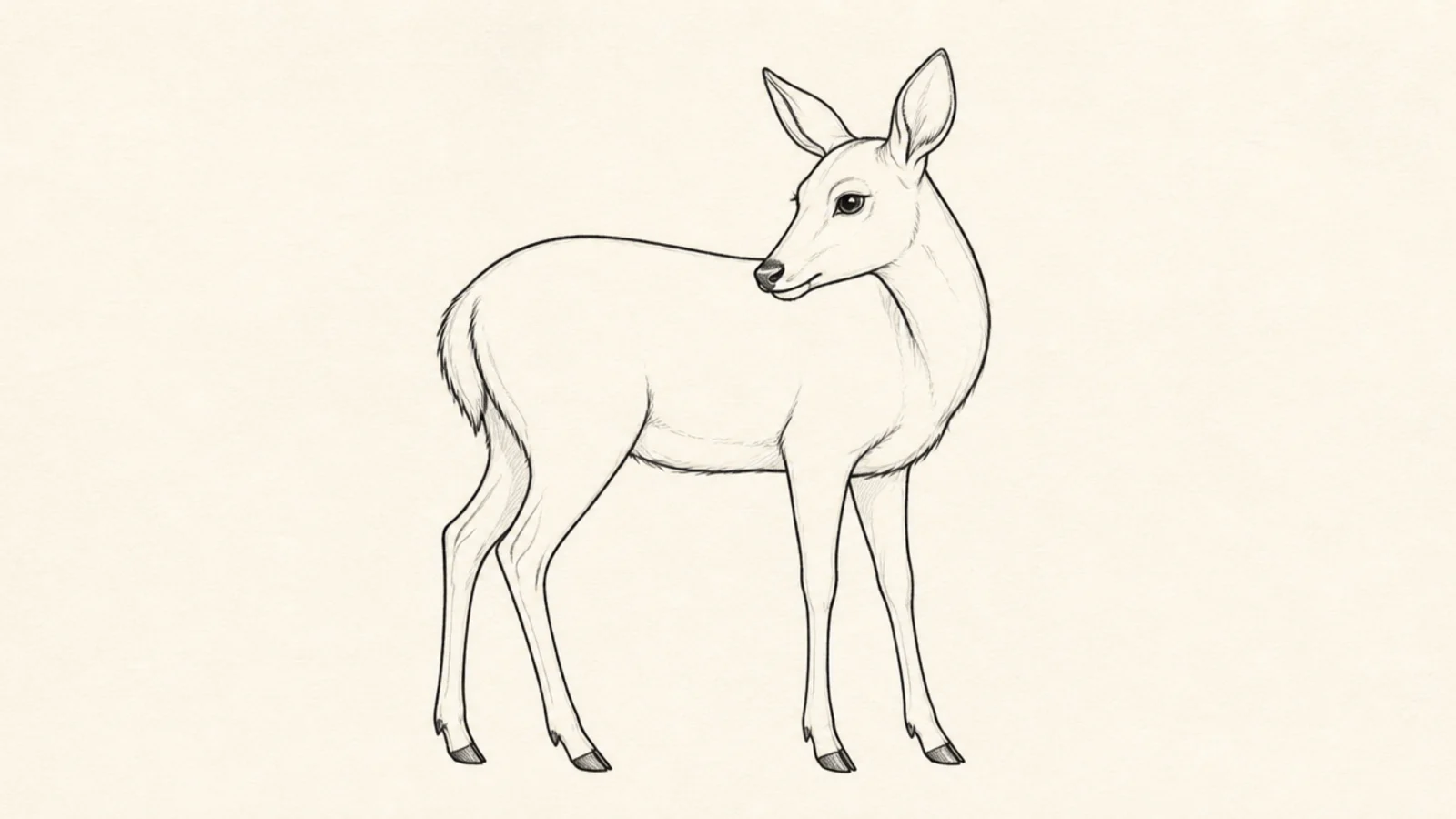 A deer turning its head to look back over its shoulder