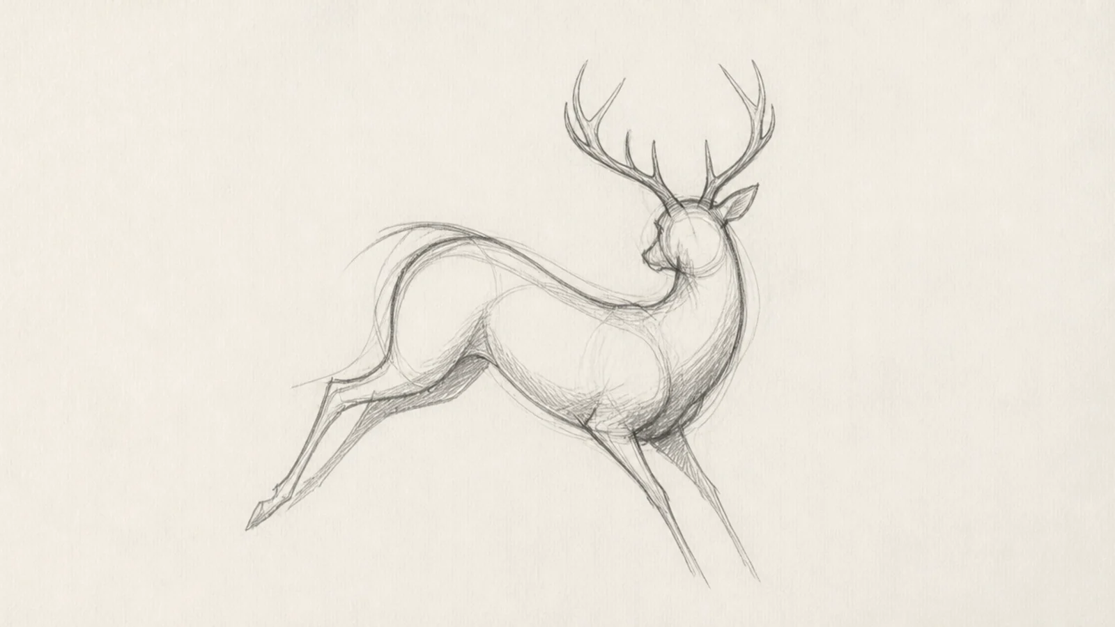 A deer captured in one flowing gesture line with minimal shapes