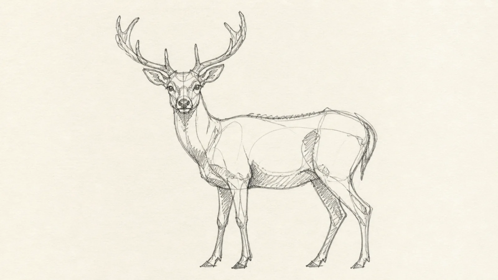 A deer drawn as one continuous searching contour line