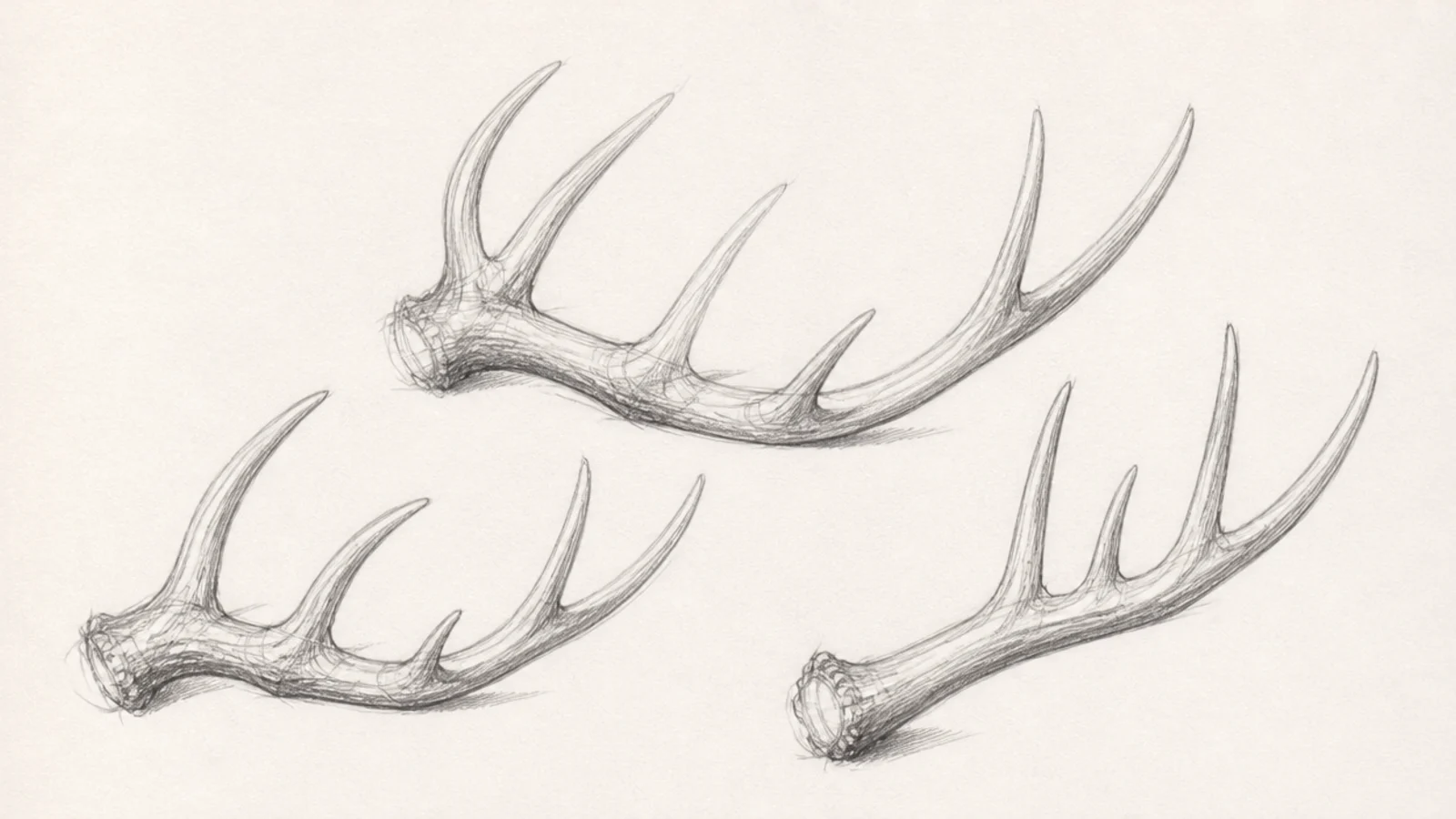 A study page of deer antlers showing their branching structure