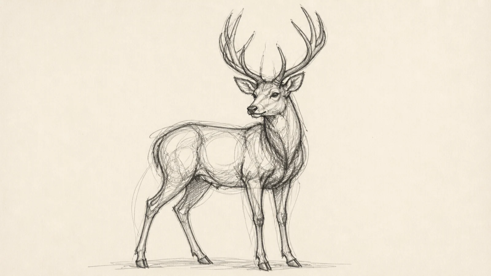 A deer built from loose energetic scribbled masses