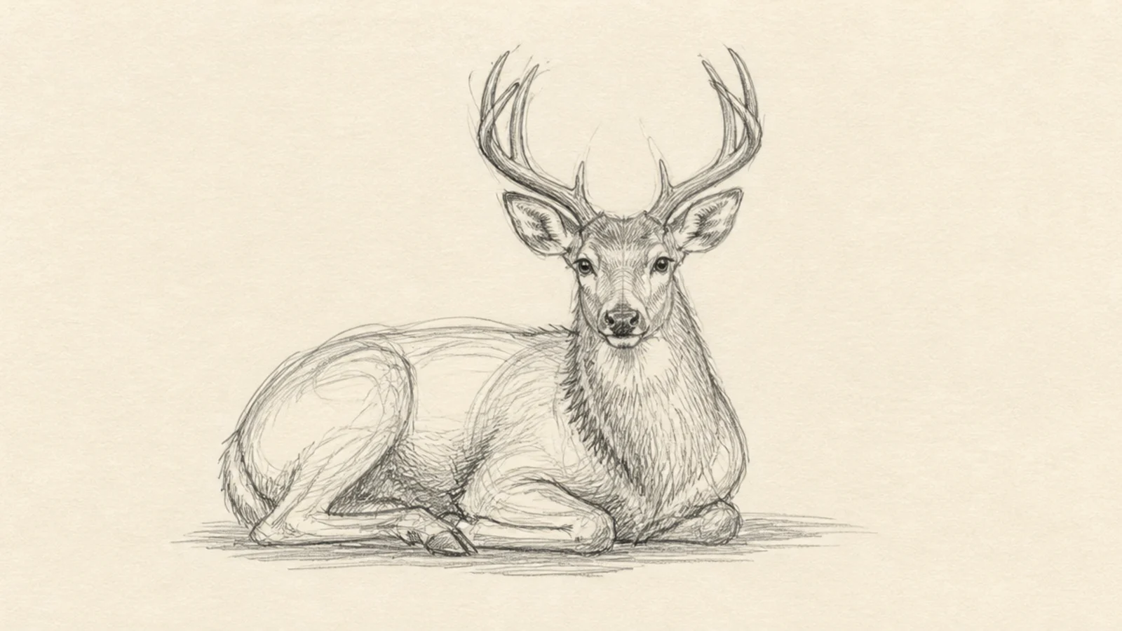 A loose study of a deer lying down at rest