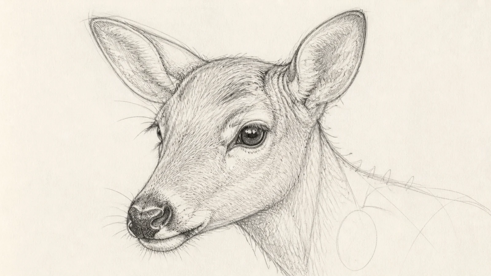 A close study of a deer's eye, nose, and muzzle