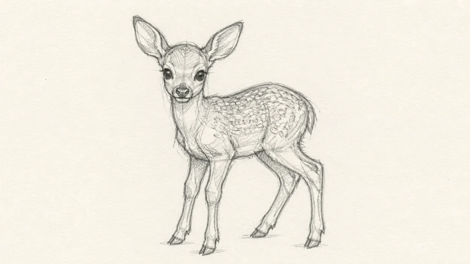 A quick loose sketch of a spotted fawn standing