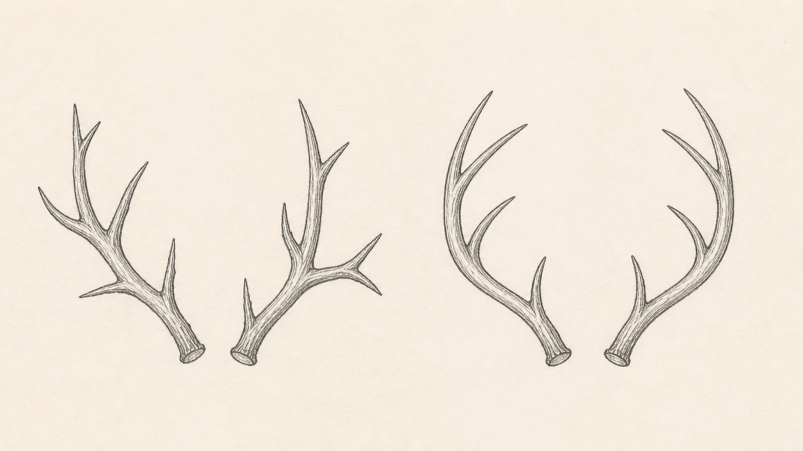 A comparison of stiff random antlers beside natural sweeping antlers