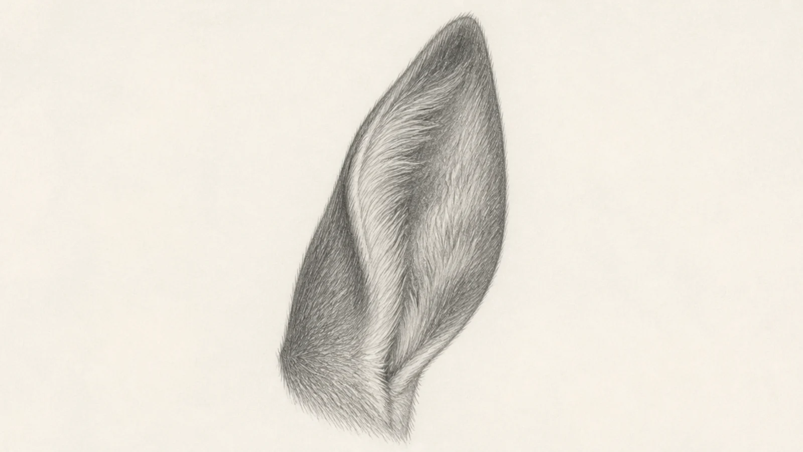 A deer ear turned out to the side in a relaxed position