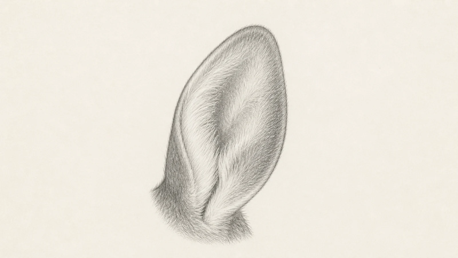 A young fawn's shorter, rounder ear