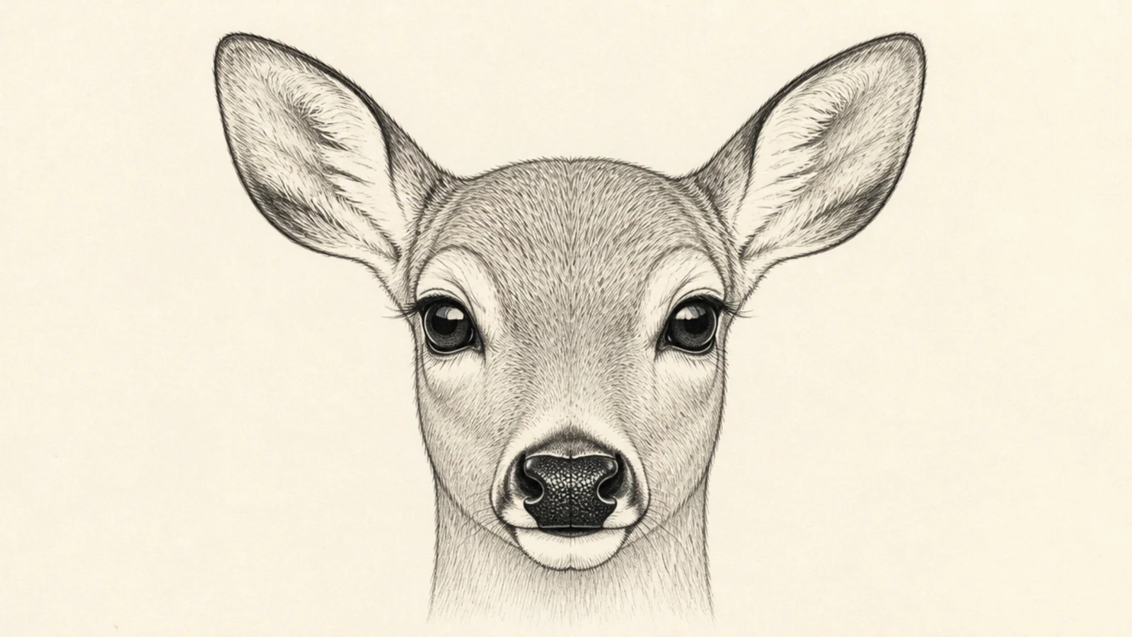A close study of a deer's rounded dark nose and nostrils