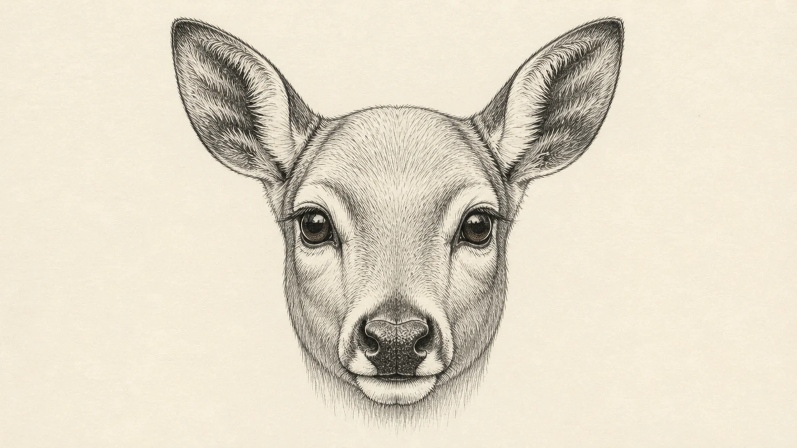 A realistically shaded front deer face with soft fur
