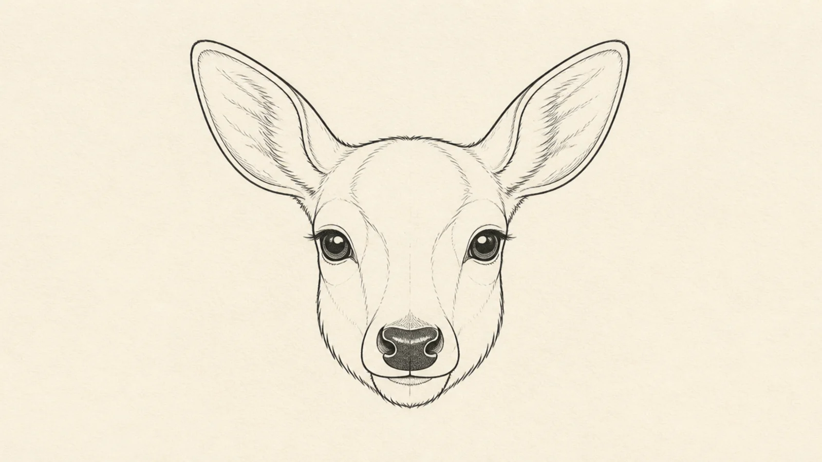 A minimal clean line drawing of a front deer face