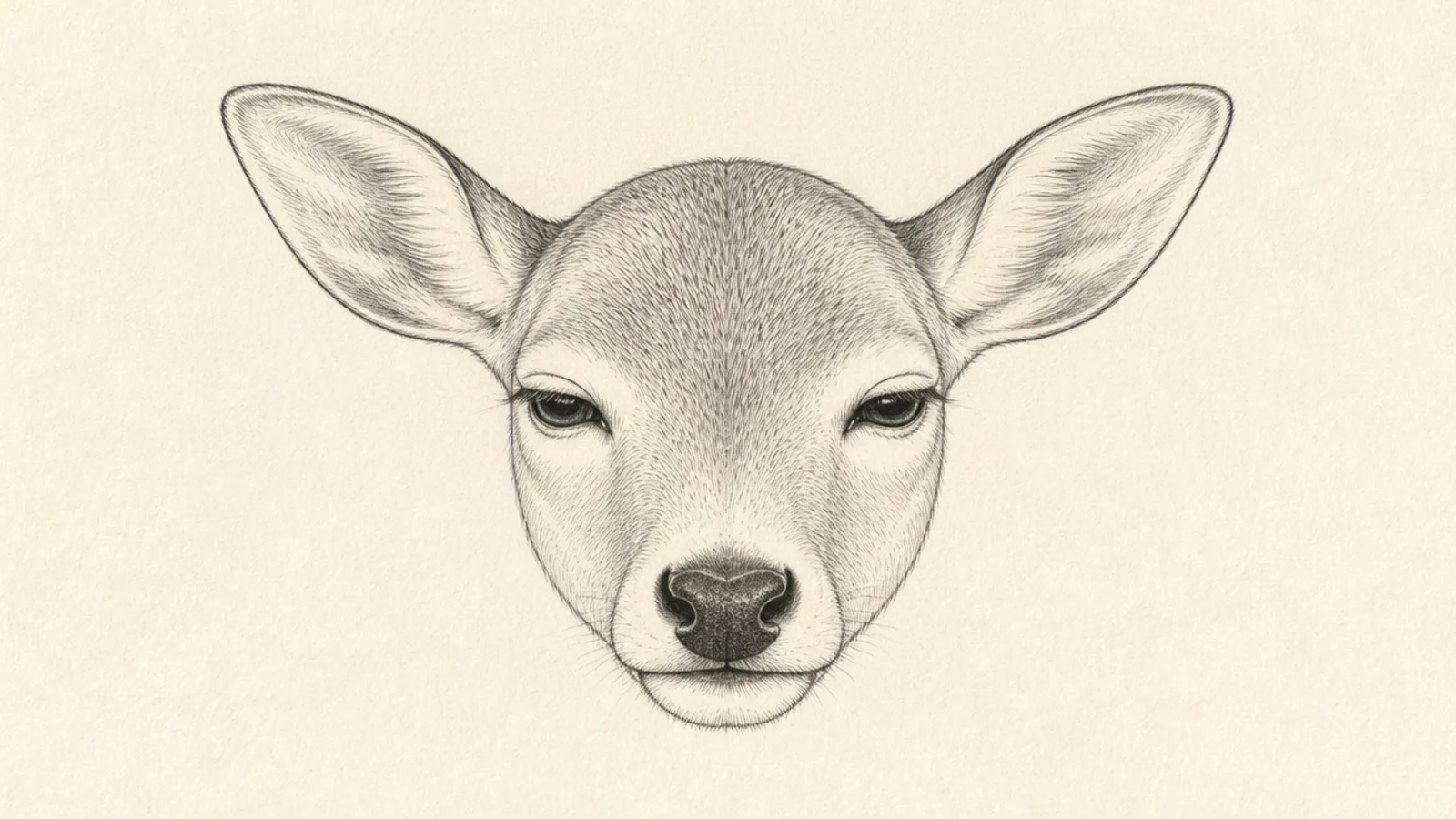 A calm deer face with half-closed sleepy eyes