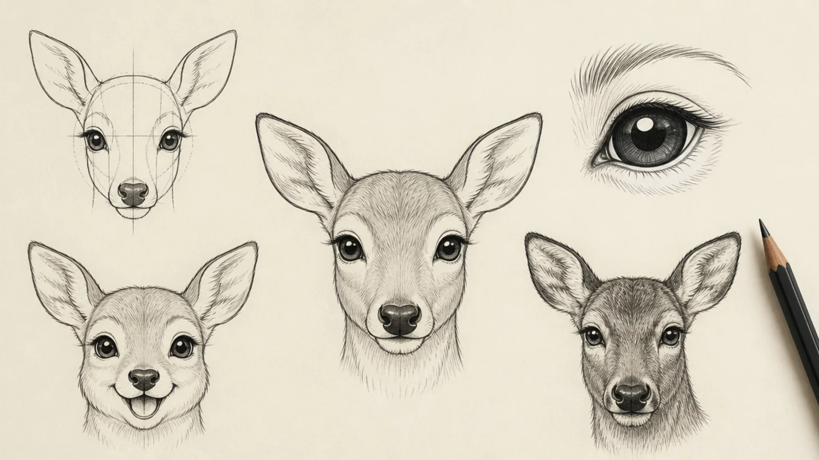 20 Beautiful Deer Face Drawings for Beginners