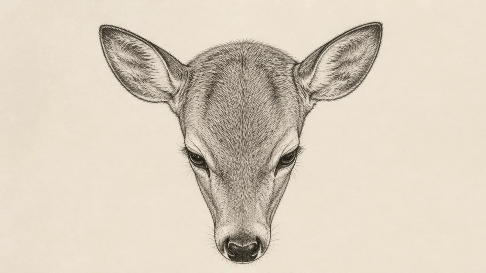 A deer head lowered as if grazing or nuzzling