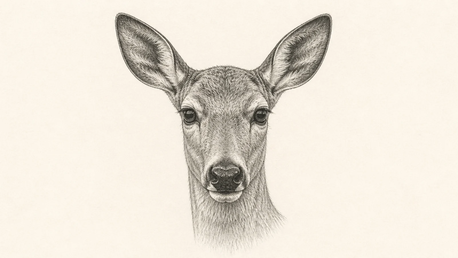 A realistically shaded deer head with soft fur and deep eyes