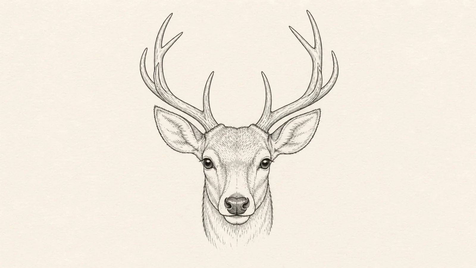 A minimal clean line drawing of a deer head with antlers