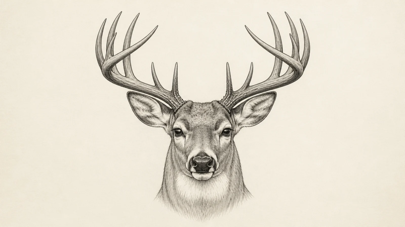 A majestic buck head crowned with a large multi-point rack