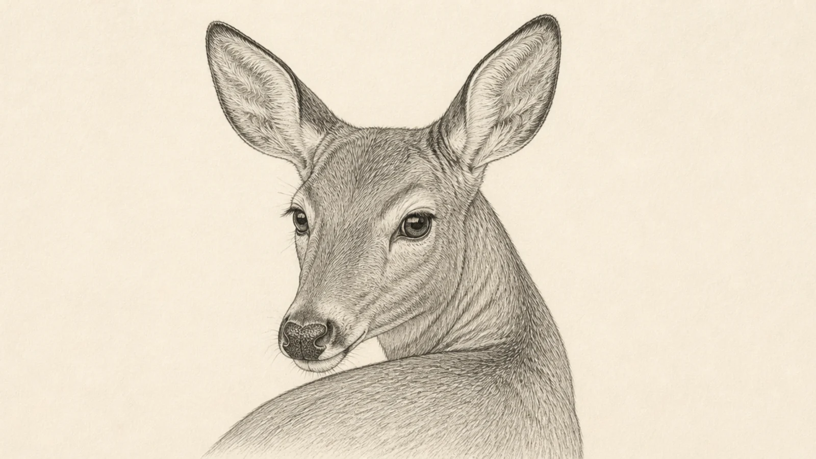 A deer head twisting back over the shoulder