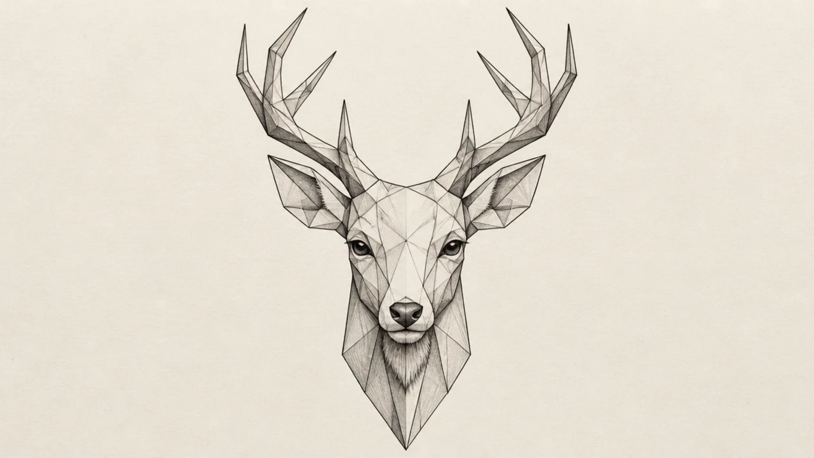 A deer head built from angular geometric facets