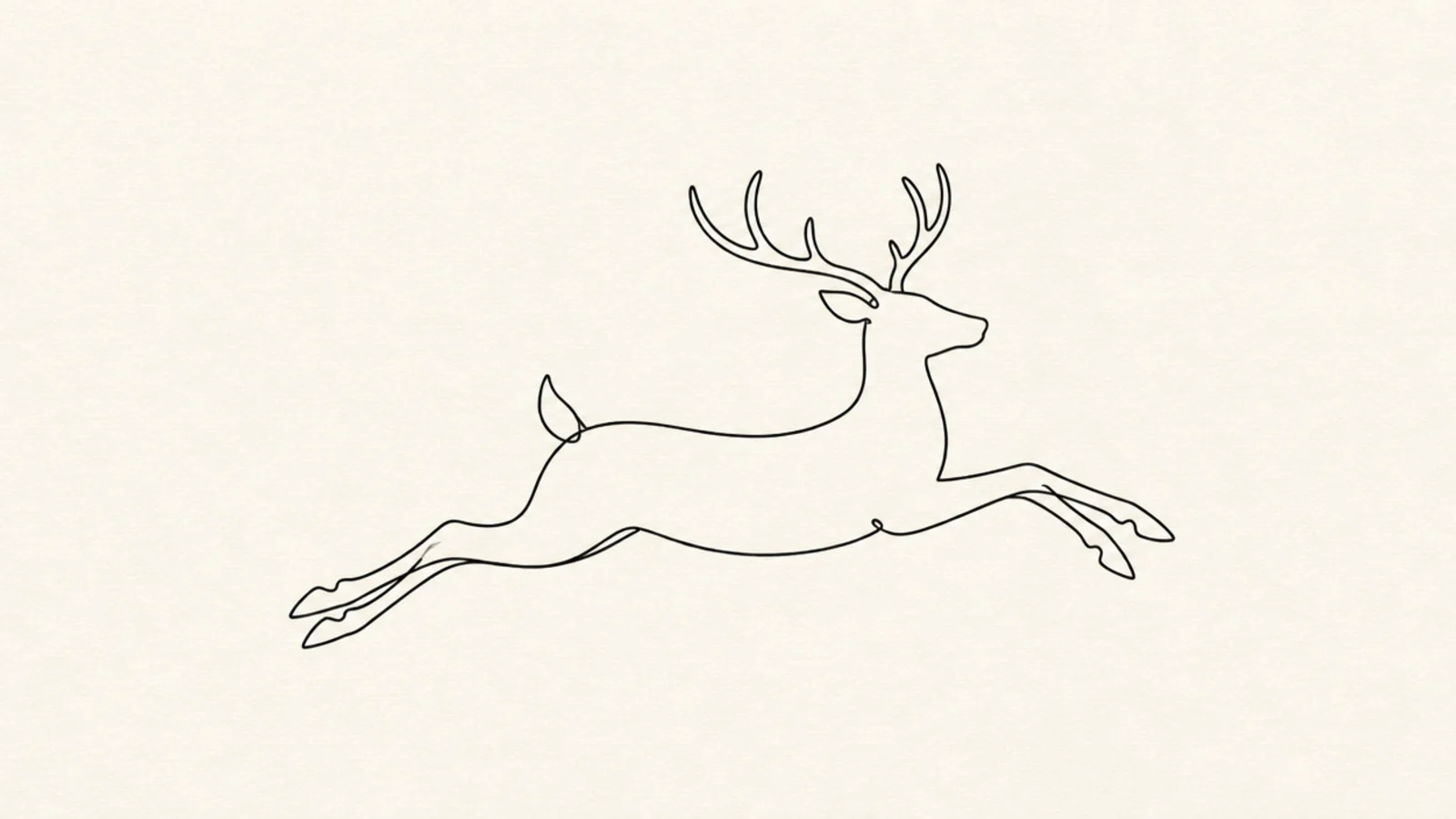 A leaping deer captured in one continuous flowing line