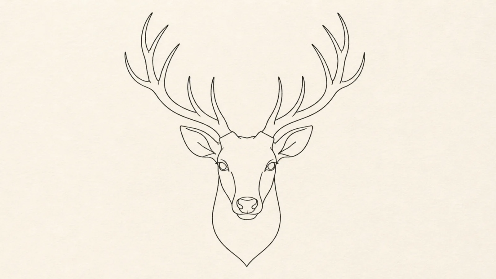 A minimalist deer head with detailed branching antler lines