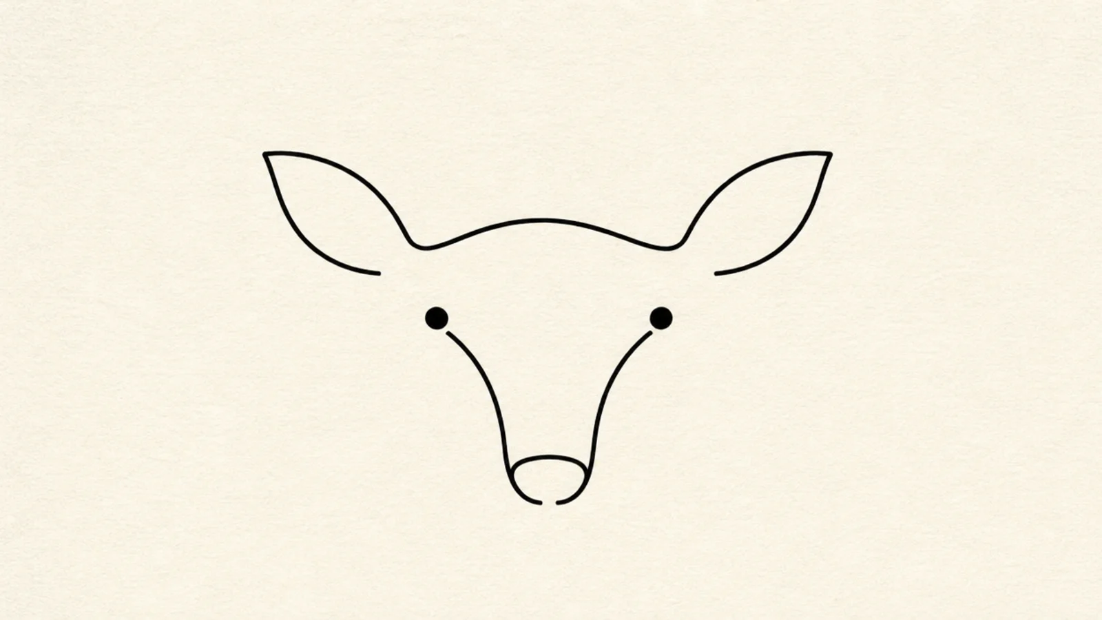 An abstract deer face suggested with a few minimal lines