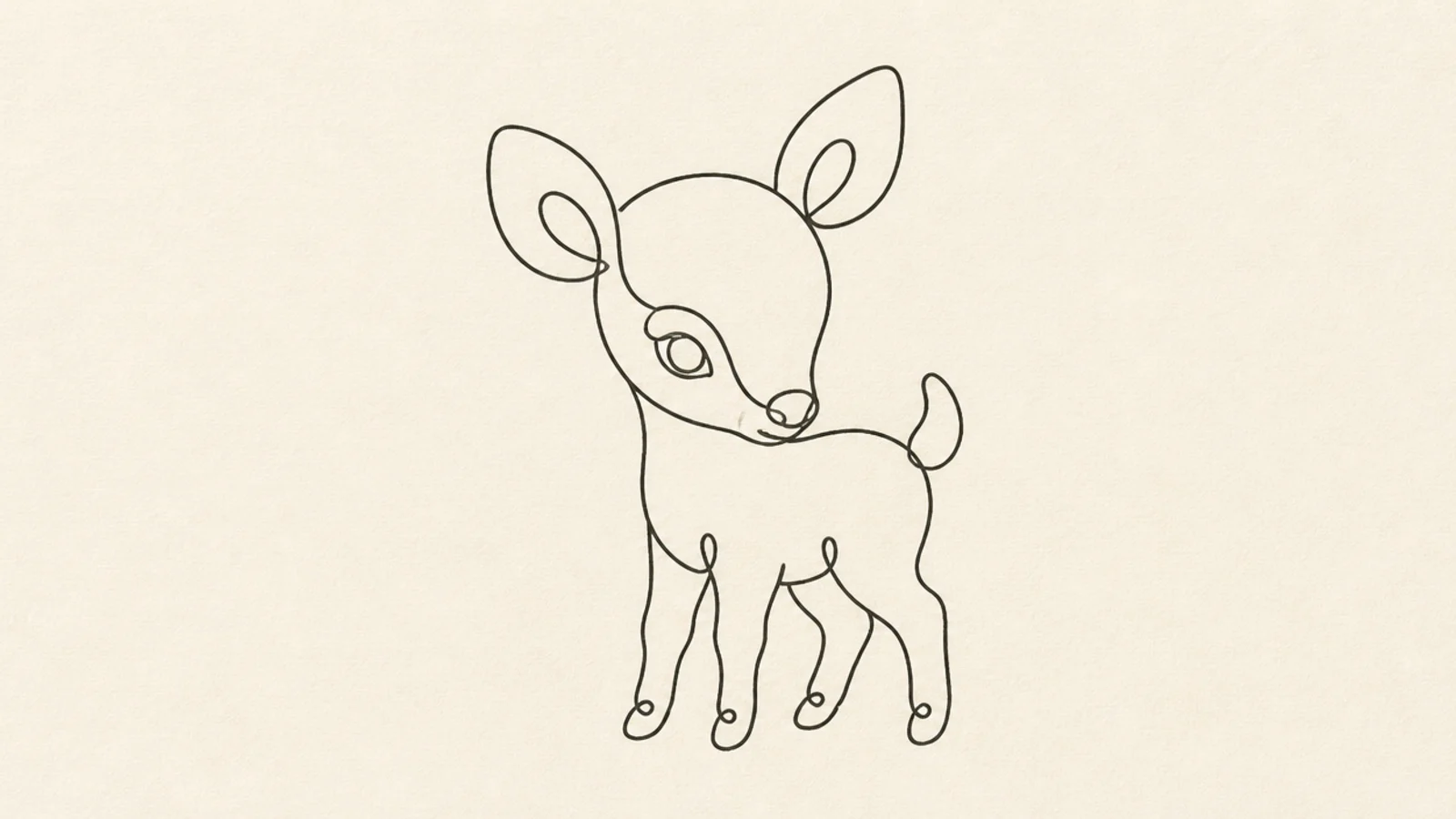 A baby fawn drawn in one continuous line