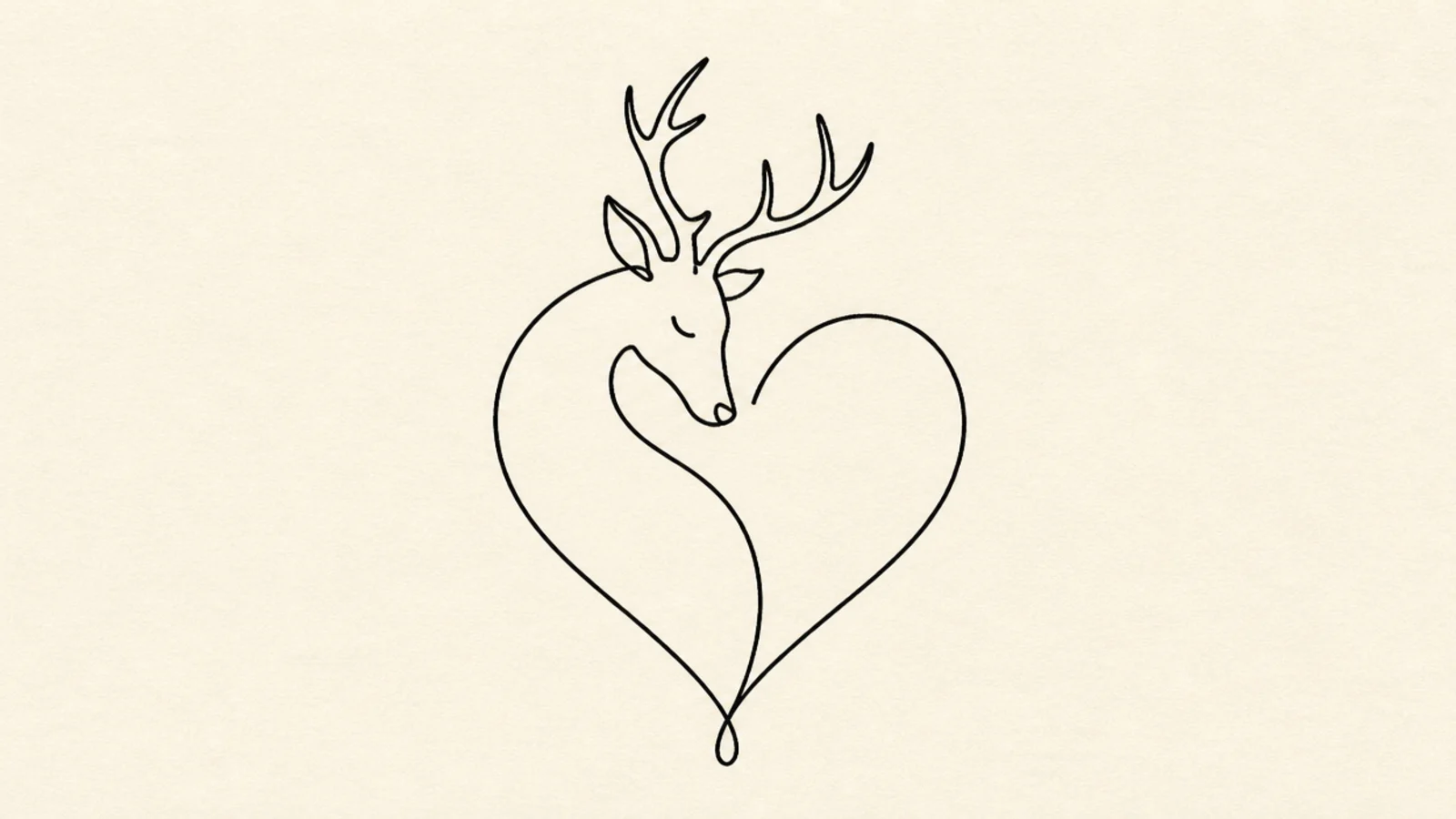 A deer and a heart formed together in one continuous line
