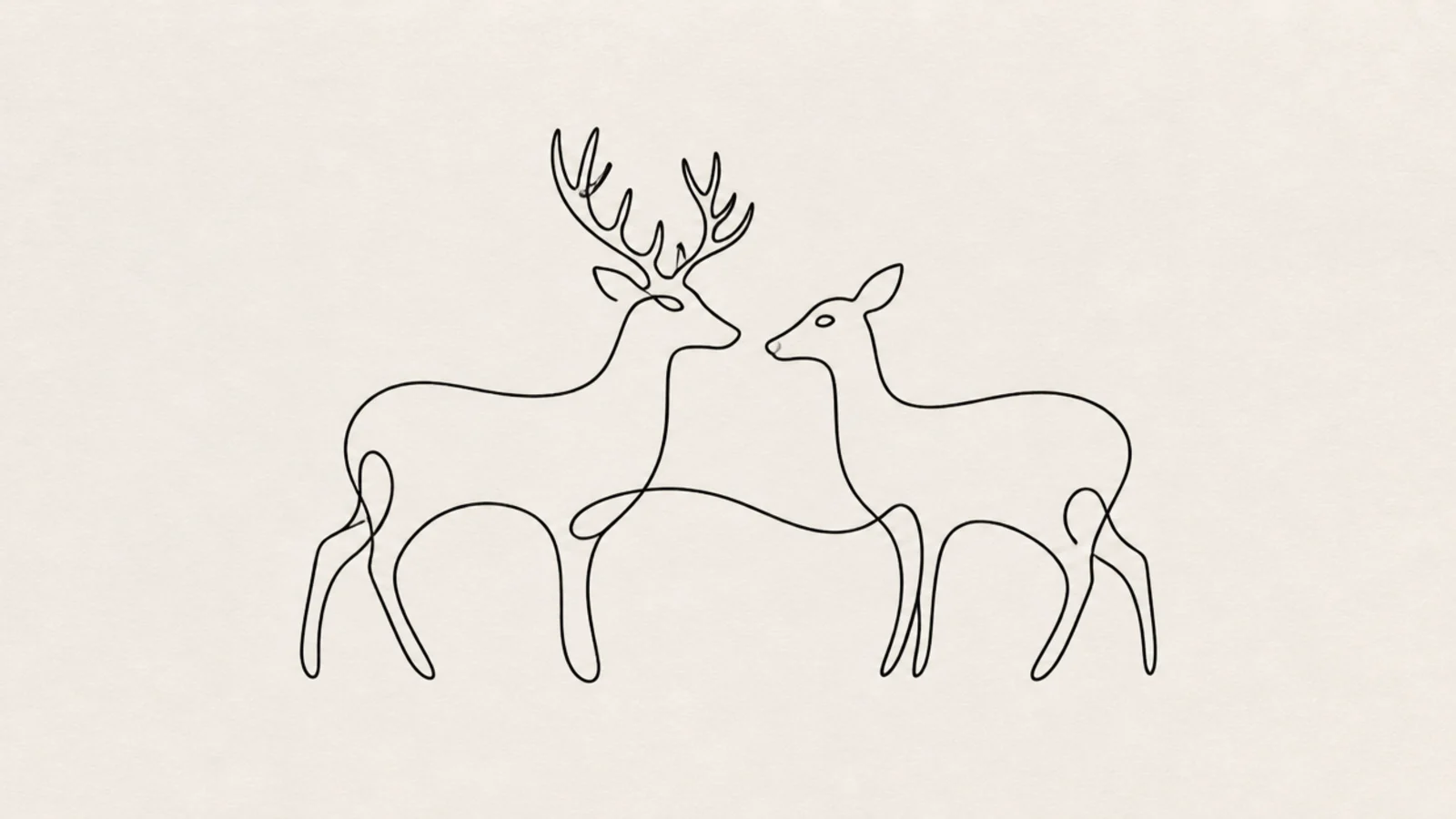Two deer connected in a single continuous line