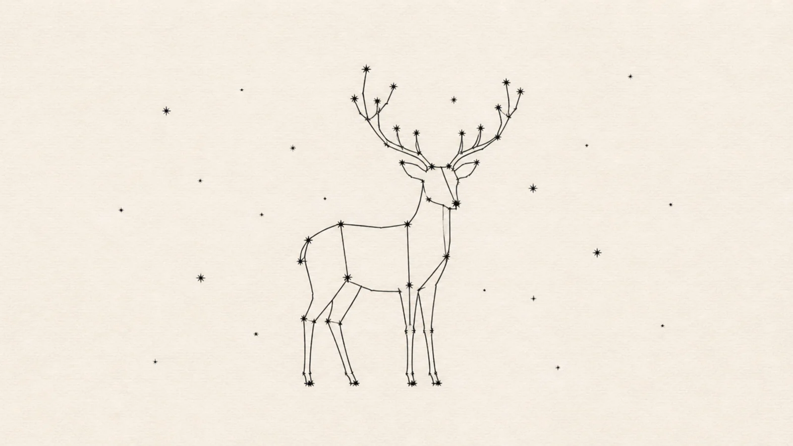 A deer formed from dots connected by thin constellation lines