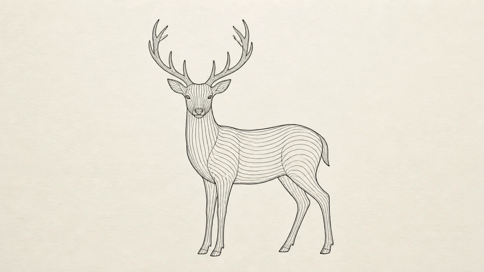 A deer silhouette filled with evenly spaced parallel lines