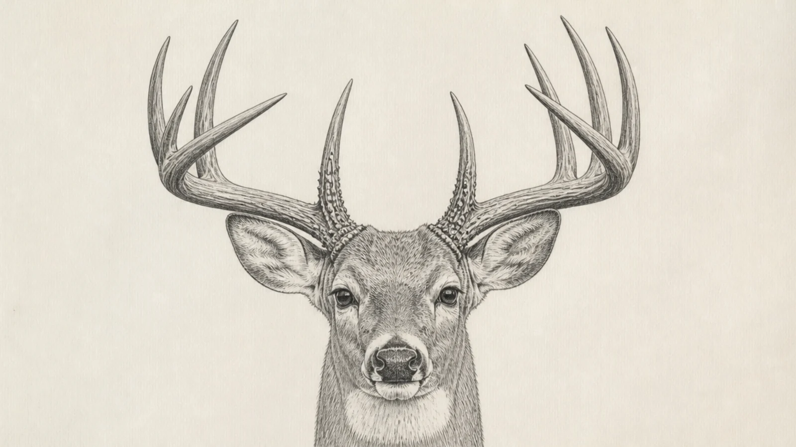 A crisp graphite drawing of antlers with sharp tine edges