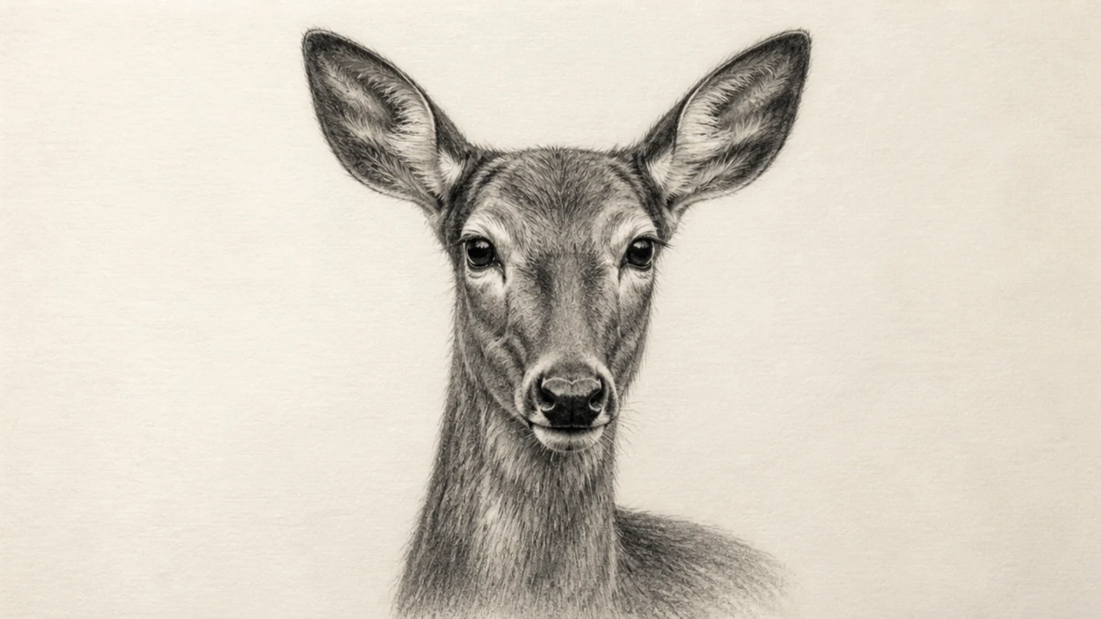 A charcoal doe with soft blended fur across the neck