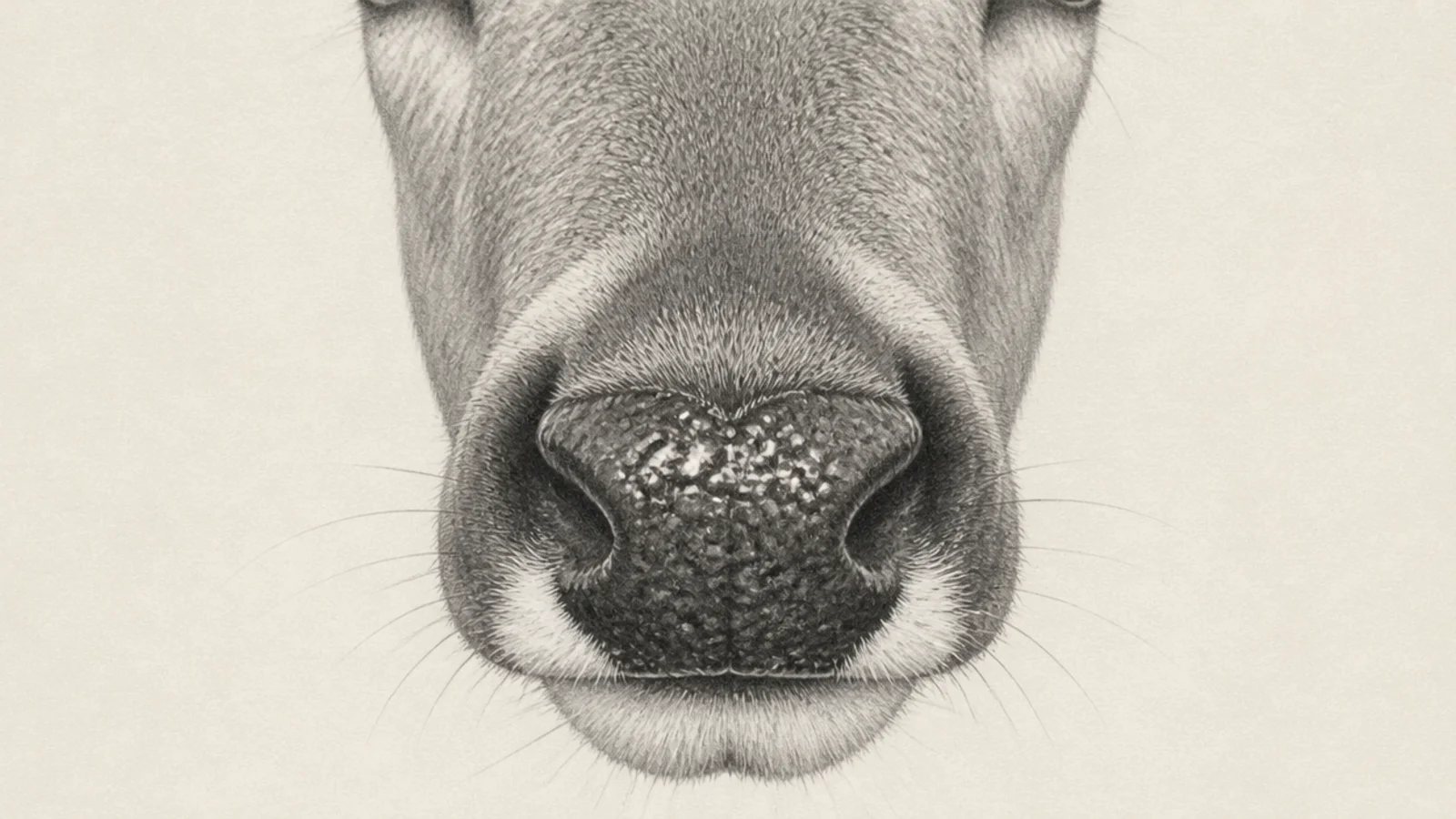 A hyperrealistic graphite close-up of a deer's wet nose