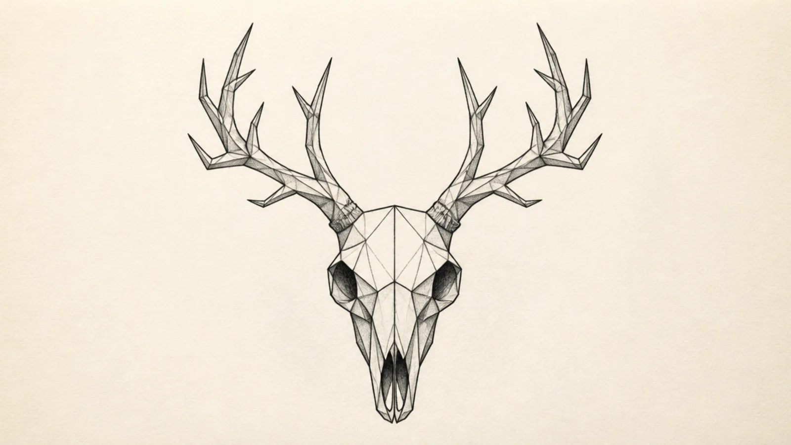A deer skull built from angular geometric facets