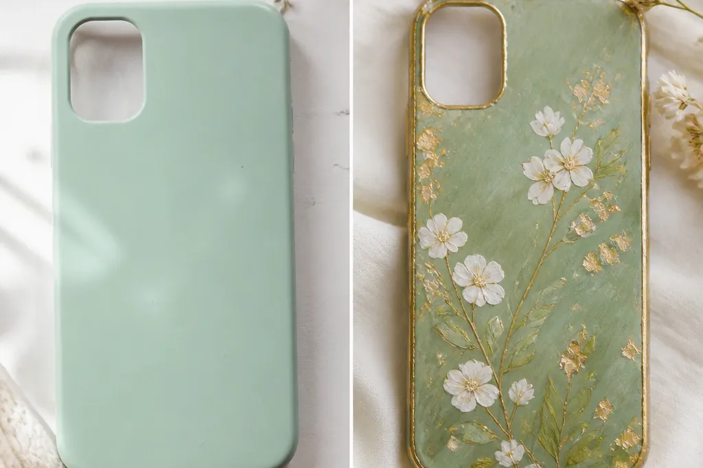 DIY phone case before and after transformation ideas