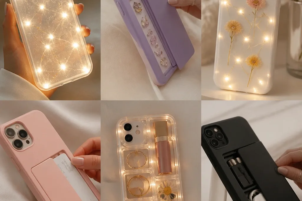 DIY phone case ideas with lights and storage