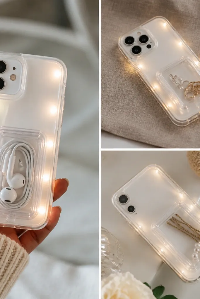 DIY phone case ideas with lights and storage