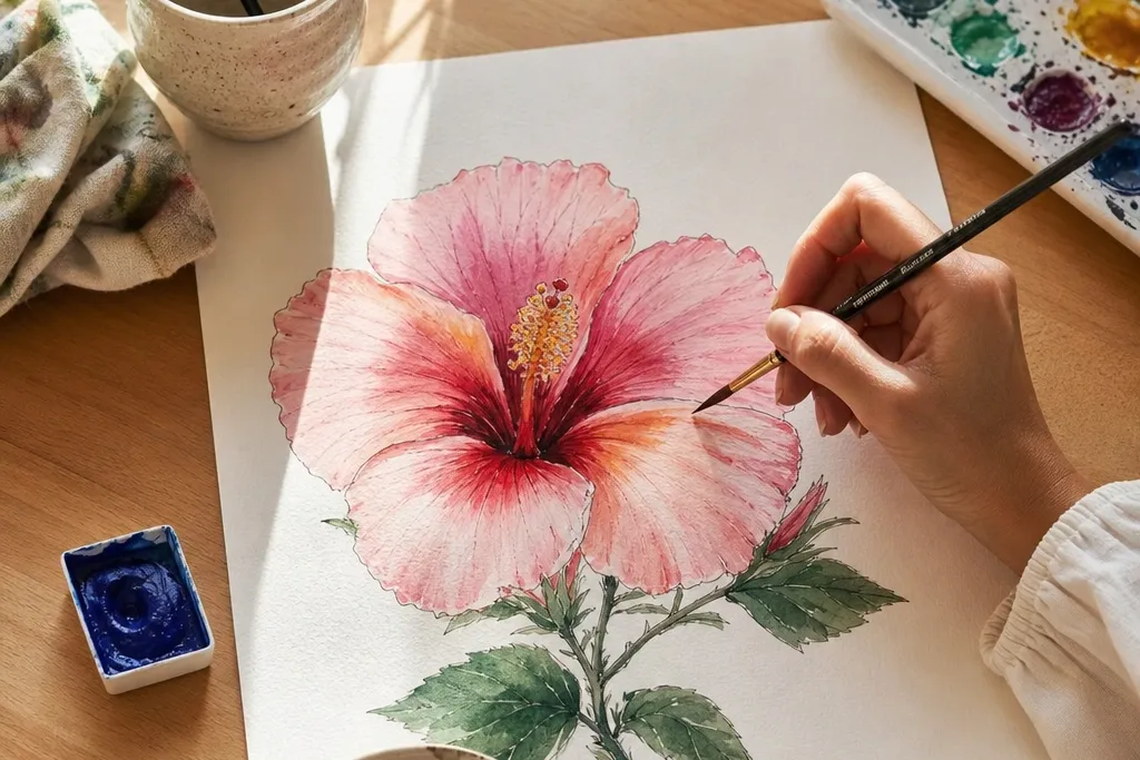 15 Dreamy Watercolor Hibiscus Flower Drawings