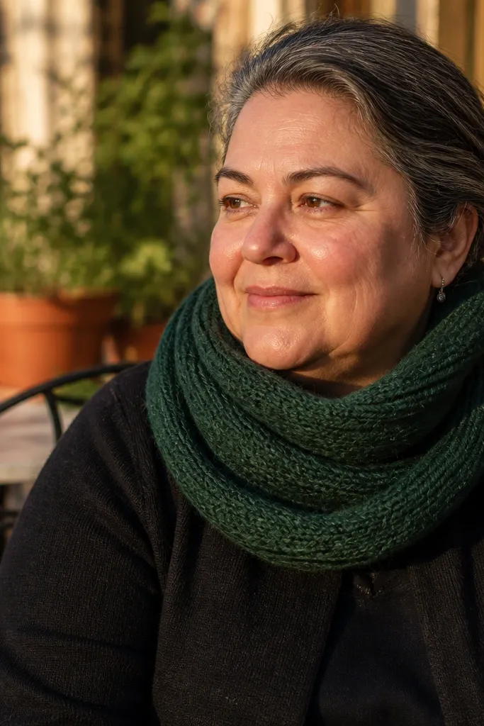 One-color crochet infinity scarf with a soft, even texture