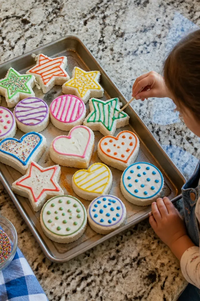 Assorted drawn shapes like circles and stars arranged like a cookie tray