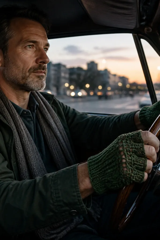 Charcoal fingerless gloves with a squared-off cuff