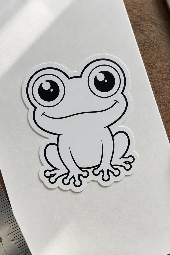 A cute frog head with oversized eyes and a simple smile