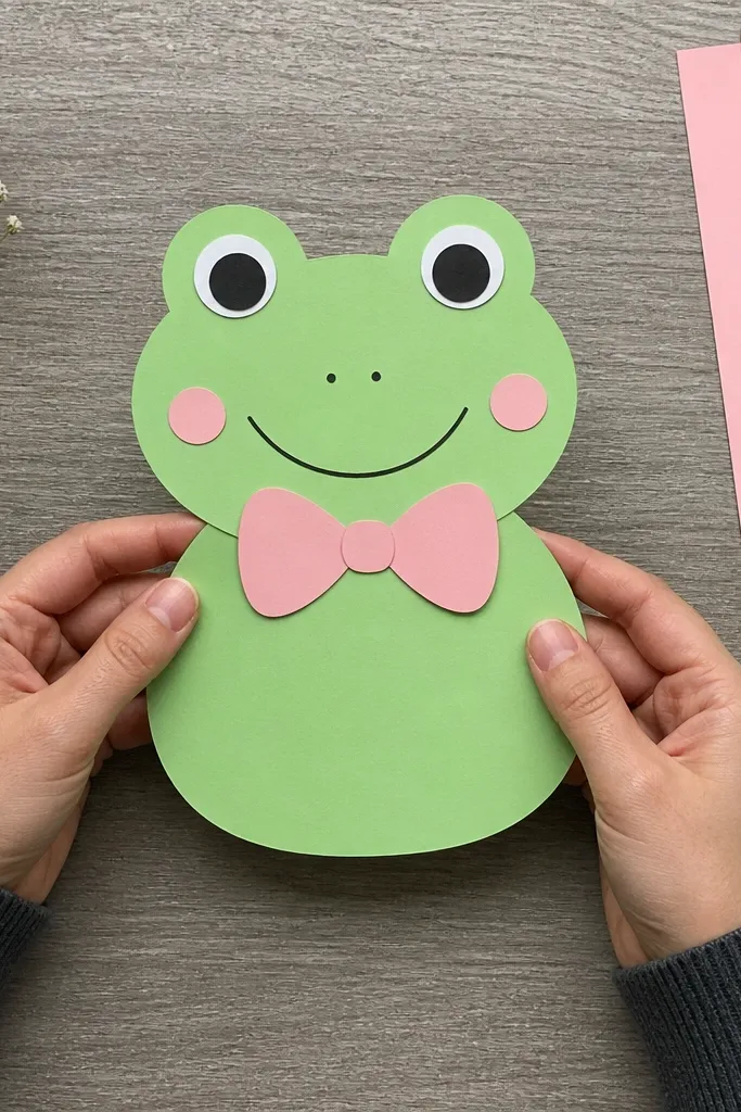 A frog wearing a large bow tie under its chin